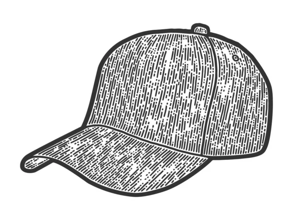 Sports baseball caps, hat. Sketch scratch board imitation. Black and white.