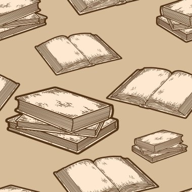 Kusursuz desen. Üç kitap dizili ve açık.
