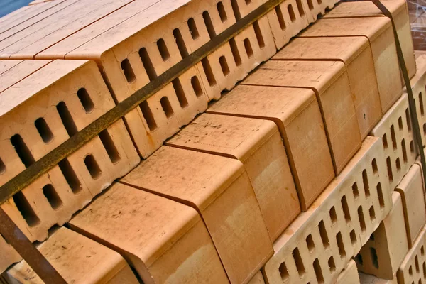 Brickworks. Fabrication de briques. Production de briques. Briques brûlées — Photo