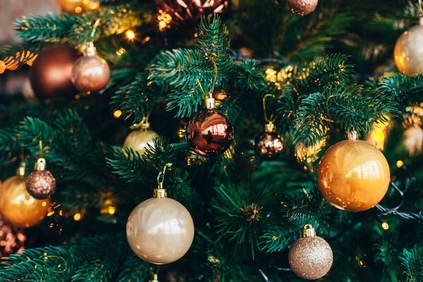 Christmas presents and decorations for a Christmas tree