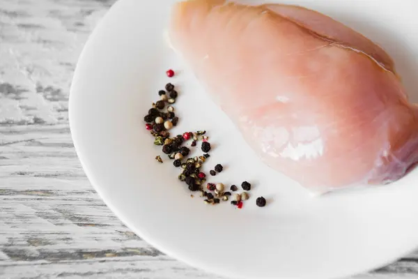 Cozinhar Uma Salada Fresca Saudável Com Frango Toranja Queijo Tomate — Fotografia de Stock