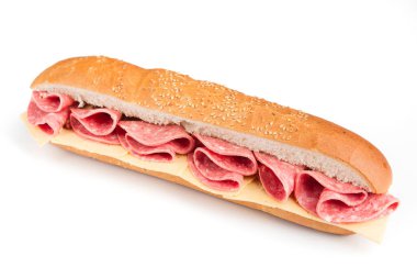 Bir fast food ürününün beyaz arka planda izole edilmiş fotoğrafı