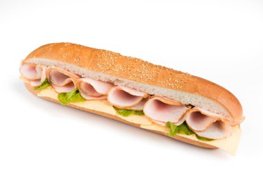 Bir fast food ürününün beyaz arka planda izole edilmiş fotoğrafı