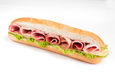 Bir fast food ürününün beyaz arka planda izole edilmiş fotoğrafı