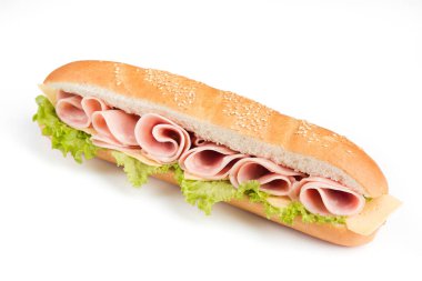 Bir fast food ürününün beyaz arka planda izole edilmiş fotoğrafı