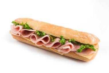 Bir fast food ürününün beyaz arka planda izole edilmiş fotoğrafı