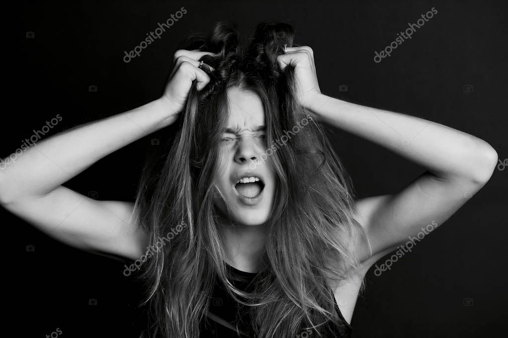 Black long hair screaming daddy