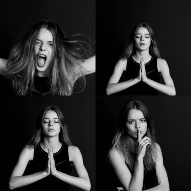 İnsani duygular farklı tipleri ile kolaj. Çeşitlilik onların tezahürlerini.