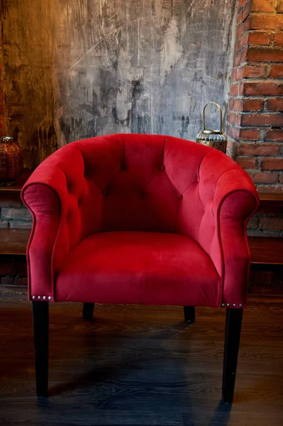 The red velvet armchairs. Retro furniture.Beautiful and elegant Royalty Free Stock Images