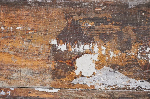 Doku soyulması kahverengi boya ile ahşap yüzey. Retro — Stok fotoğraf