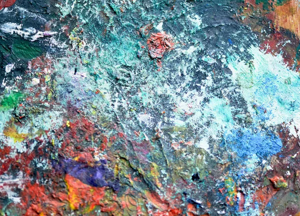 Farklı renkler ile sanatçılar paleti. Ahşap. Renklerin çeşitli. Doku