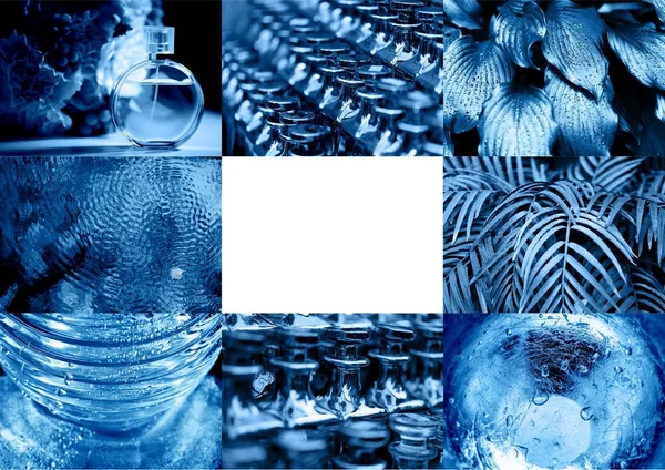 Collage in Farbe 2020 classic blue.trend, horizontaler Rahmen. — Stockfoto