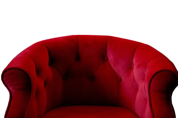 빨간 벨벳 안락 의자의 세부 사항. 재생 용광로. 아름답고 우아하죠. 고립됨 — 스톡 사진