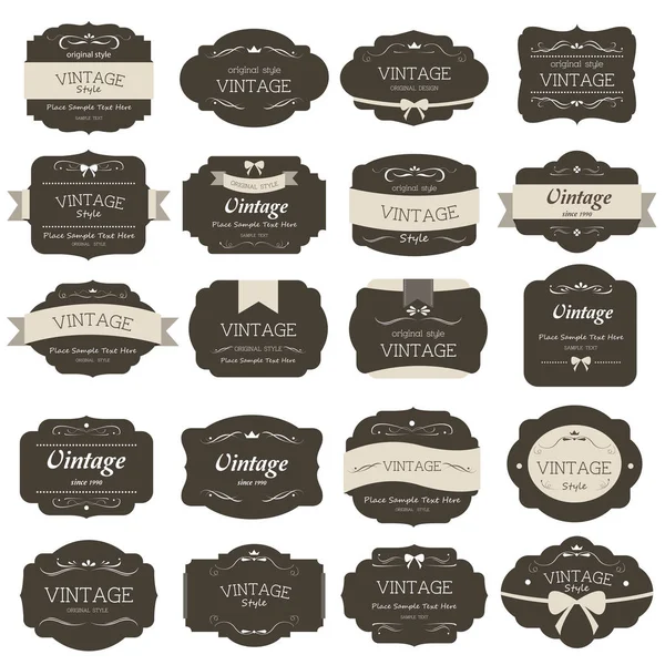 Set of vintage label dark brown color old design — Stock Vector