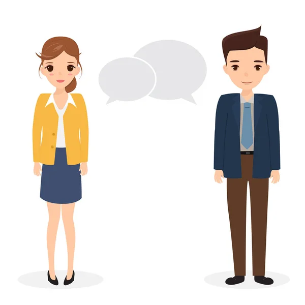 Man and woman talking. busisness people with bubble speech. — Stock Vector