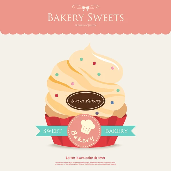 Bizcocho dulce de panadería. Tarta de vainilla y helado . — Archivo Imágenes Vectoriales