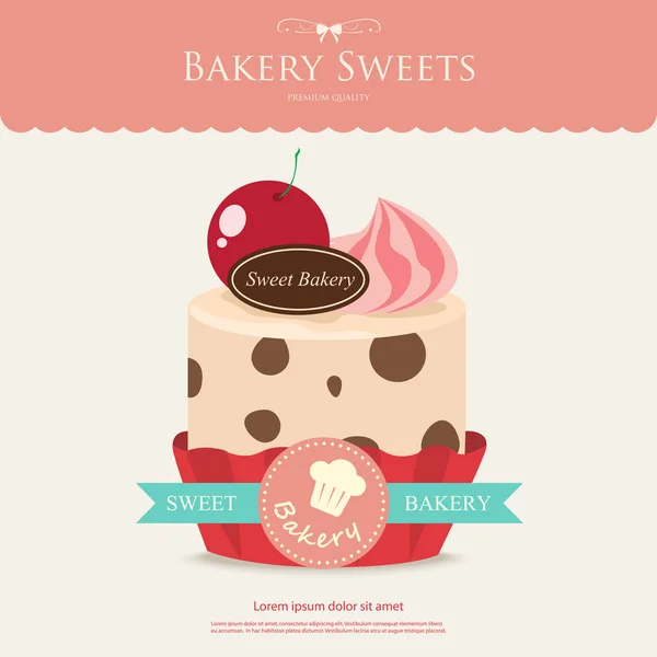 Panadería dulce magdalena. Pastel de vainilla de chocolate y helado . — Archivo Imágenes Vectoriales