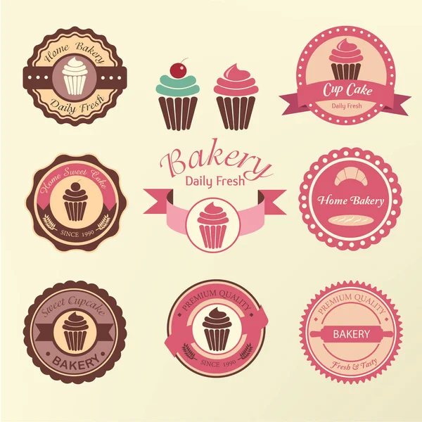 Set of bakery label and background sweety. vector design. — Stock Vector