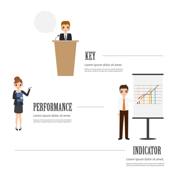 Idea de concepto de negocio estrategia infográfica con carácter de personas — Vector de stock