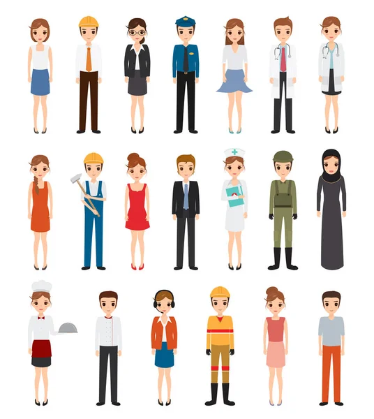 Conjunto de personas de carácter con trabajo. Carácter profesional . — Vector de stock