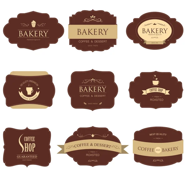 Set de etiqueta de café y panadería para diseño de estilo vintage. Banner — Vector de stock