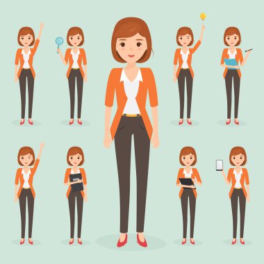 business woman people character of work. vector job design. clipart