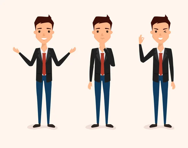 Professional business man character in suit. illustration people vector flat design. — Stock Vector