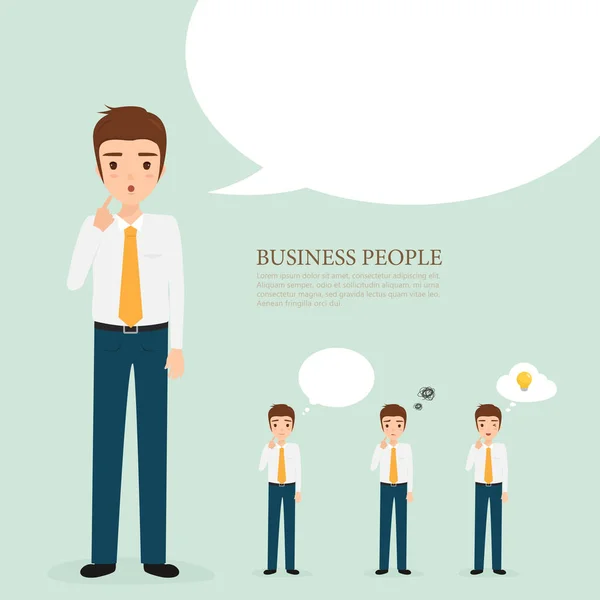 Business man character thinking. people character with job. — Stock Vector