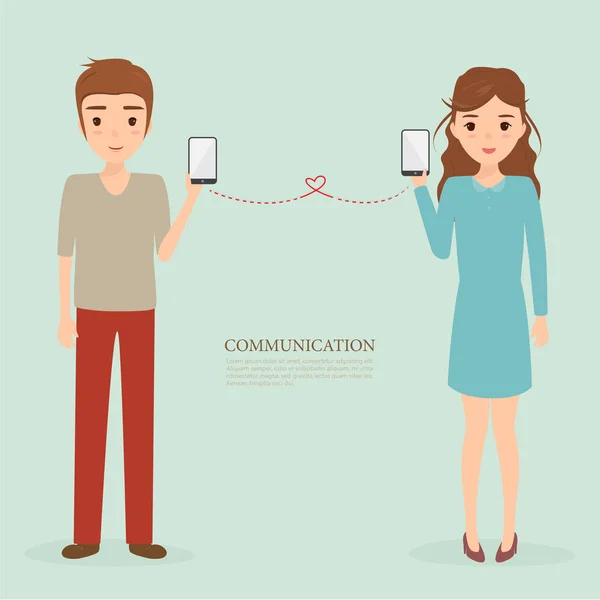 People character using a mobile phone. communication technology. — Stock Vector