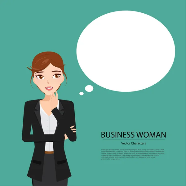 Business woman thinking character. Illustration vector of cartoon people design. — Stock Vector