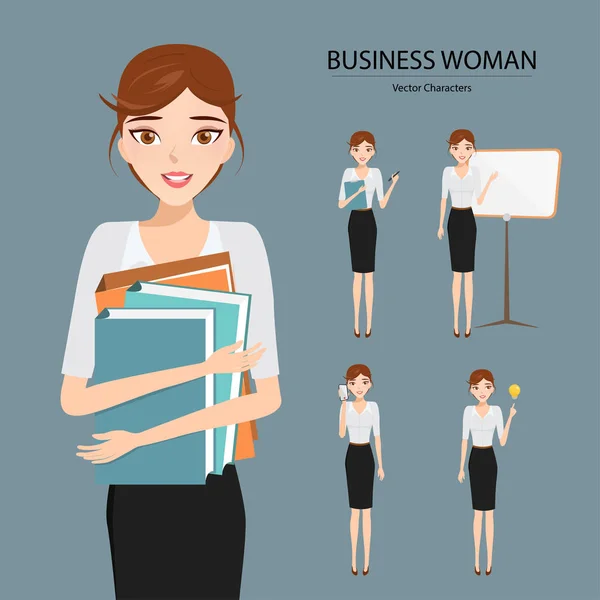 Business woman character in job at office work. people character vector design. — Stock Vector