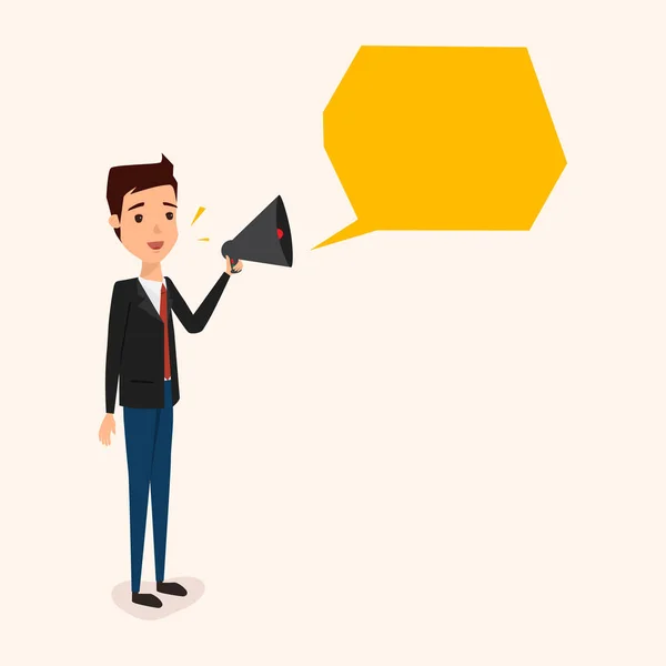 Business man with a megaphone to advertisement marketing. people in job character. illustration vector flat style. — Stock Vector