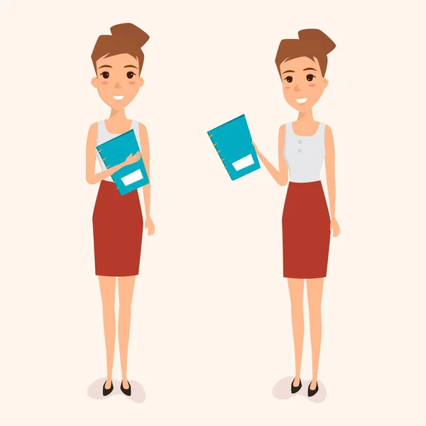 Femme d'affaires prendre un portefeuille. personnages dans le travail. avatar illustration vecteur plat design . — Image vectorielle
