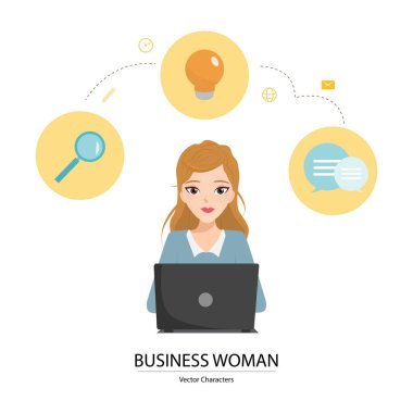 iletişim için bir dizüstü bilgisayar kullanan kadın.