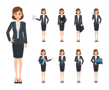 İş kadın karakter oluşturma office tarzında. İş görev. İllüstrasyon vektör avatar insanlar tasarım.