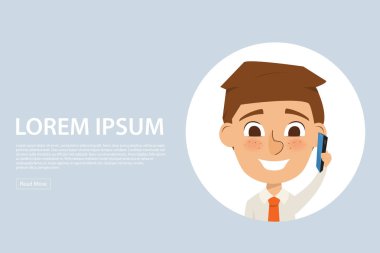 iletişim için akıllı telefon kullanarak iş adamları. Mobil karakteri konuşan adam. illüstrasyon vektör karikatür.