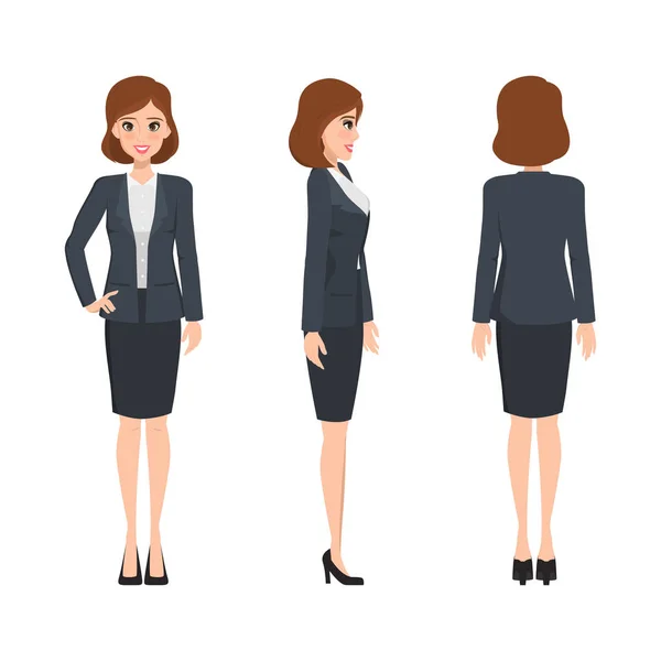 Mujer de negocios diferente pose carácter. gente de negocios en traje . — Vector de stock