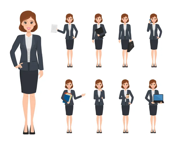 Creazione di personaggi donna d'affari in stile ufficio. Lavoro d'affari. Illustrazione vettore di persone avatar design . — Vettoriale Stock