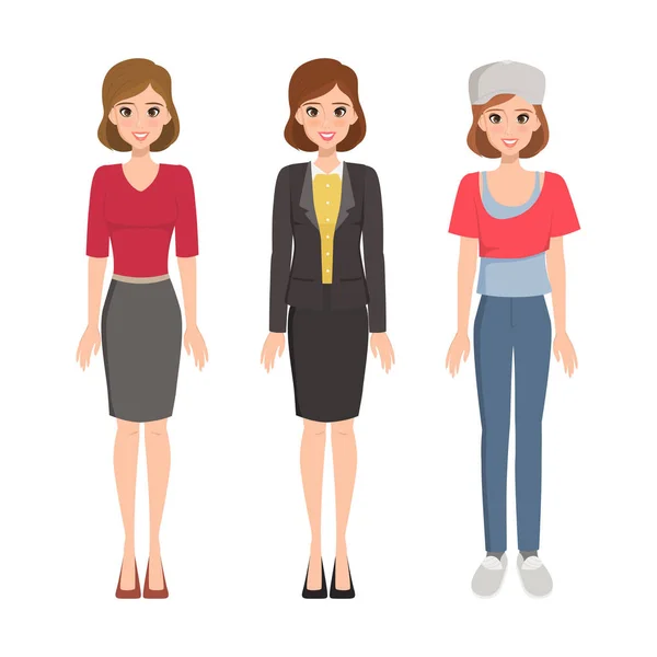 Carácter de la mujer en la gente de negocios concepto de trabajo. avatar de la gente . — Vector de stock