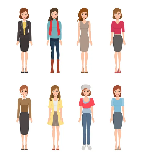 Personaggio femminile in uomini d'affari concetto di lavoro. avatar di persone . — Vettoriale Stock