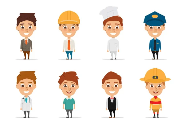 Collection of people character in occupation cartoon with illustration vector design. man working in job. — Stock Vector