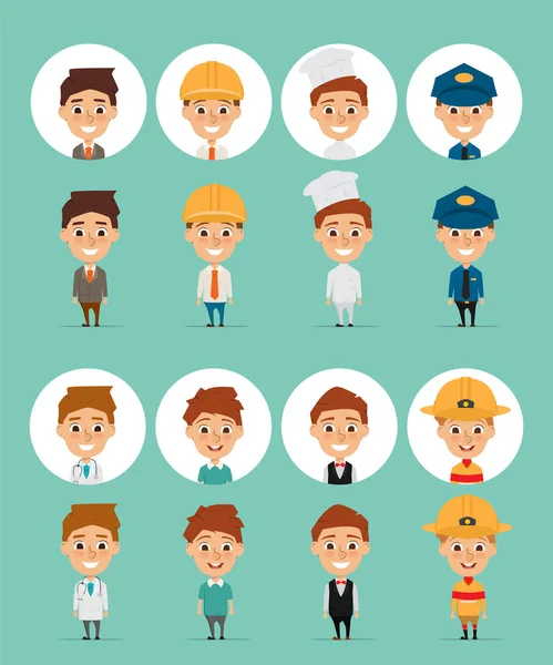 Raccolta di persone personaggio nel cartone animato occupazione con disegno vettoriale illustrazione. uomo che lavora nel lavoro . — Vettoriale Stock
