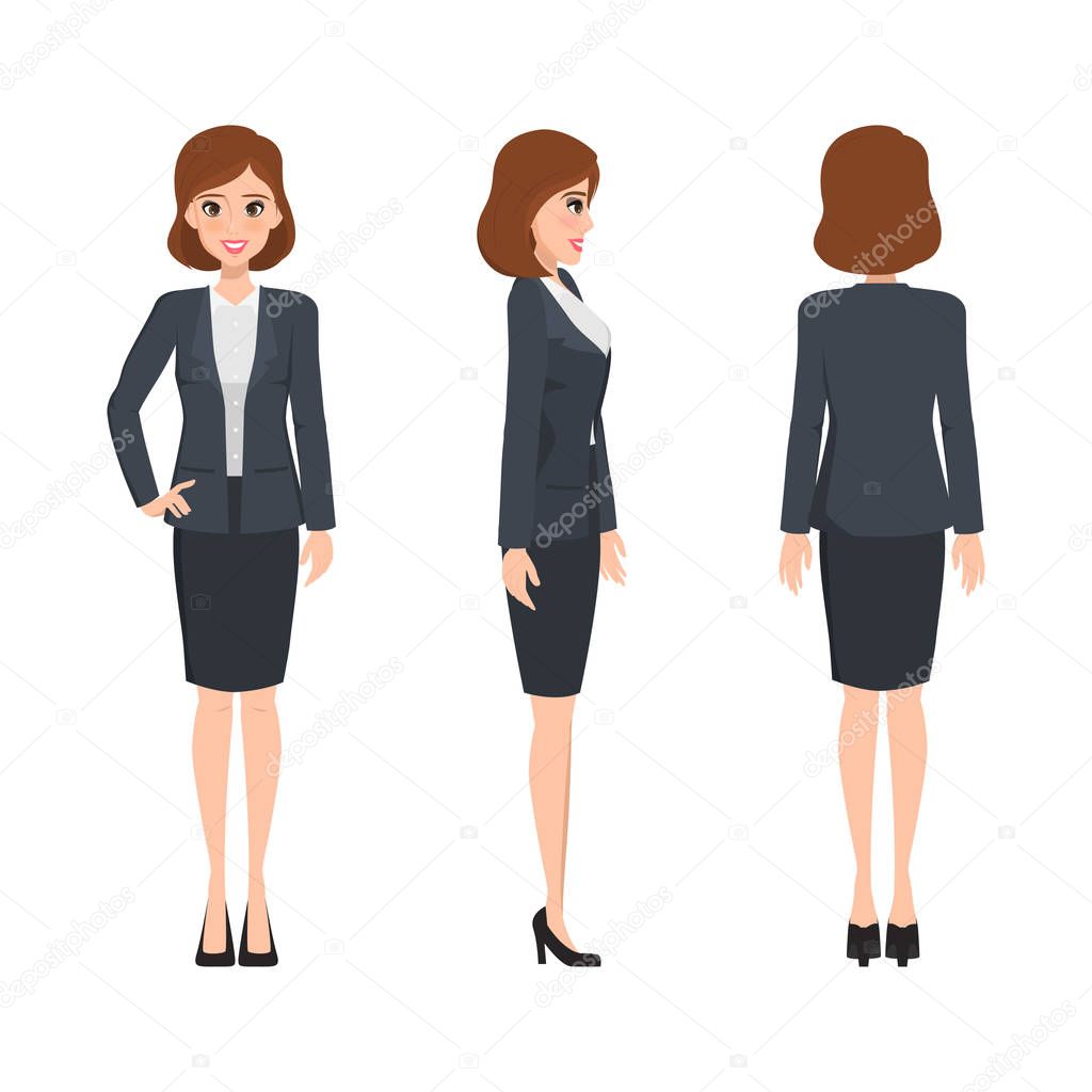 business woman different pose character. business people in suit.