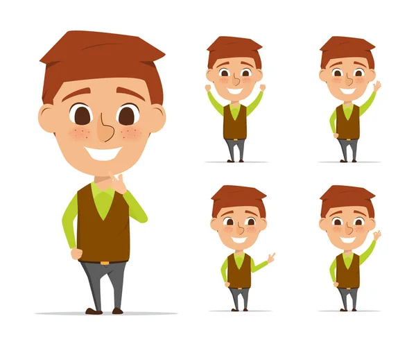 Character of business man in different pose. illustration vector of cartoon design. — Stock Vector