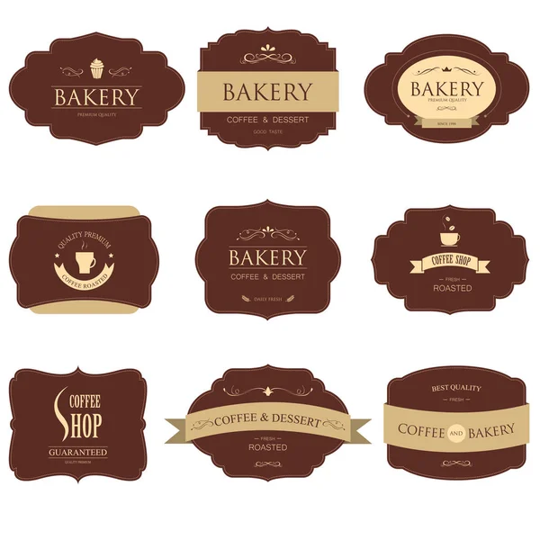 Set von Kaffee und Bäckereietikett für Design Vintage-Stil. Bannervektor. — Stockvektor
