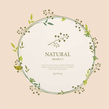 doğal ürün etiketi ve organik etiket yeşil rengi ve deri. Vintage etiketleri ve rozetleri tasarım.