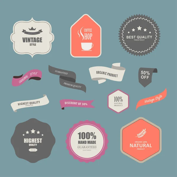 Set Premium Label Design Vintage Style Banner Vector — Stock Vector