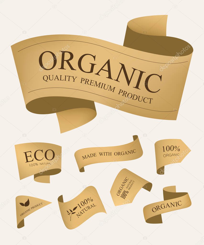 natural label and organic label brown color. vintage labels and badges design.