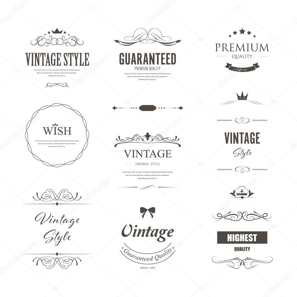 Set of premium label for design vintage style. Banner vector.