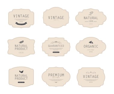 vintage etiket veya başlık sayfası kümesidir. doğal organik etiket tasarımı.